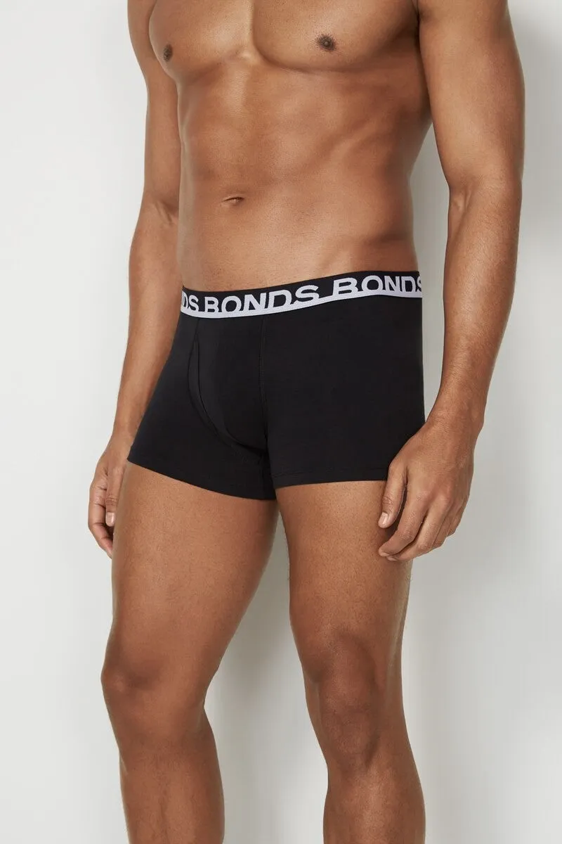 3 x Bonds Mens Everyday Trunks Underwear Black