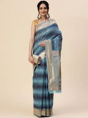 Abstract Ikat Printed Cotton Saree