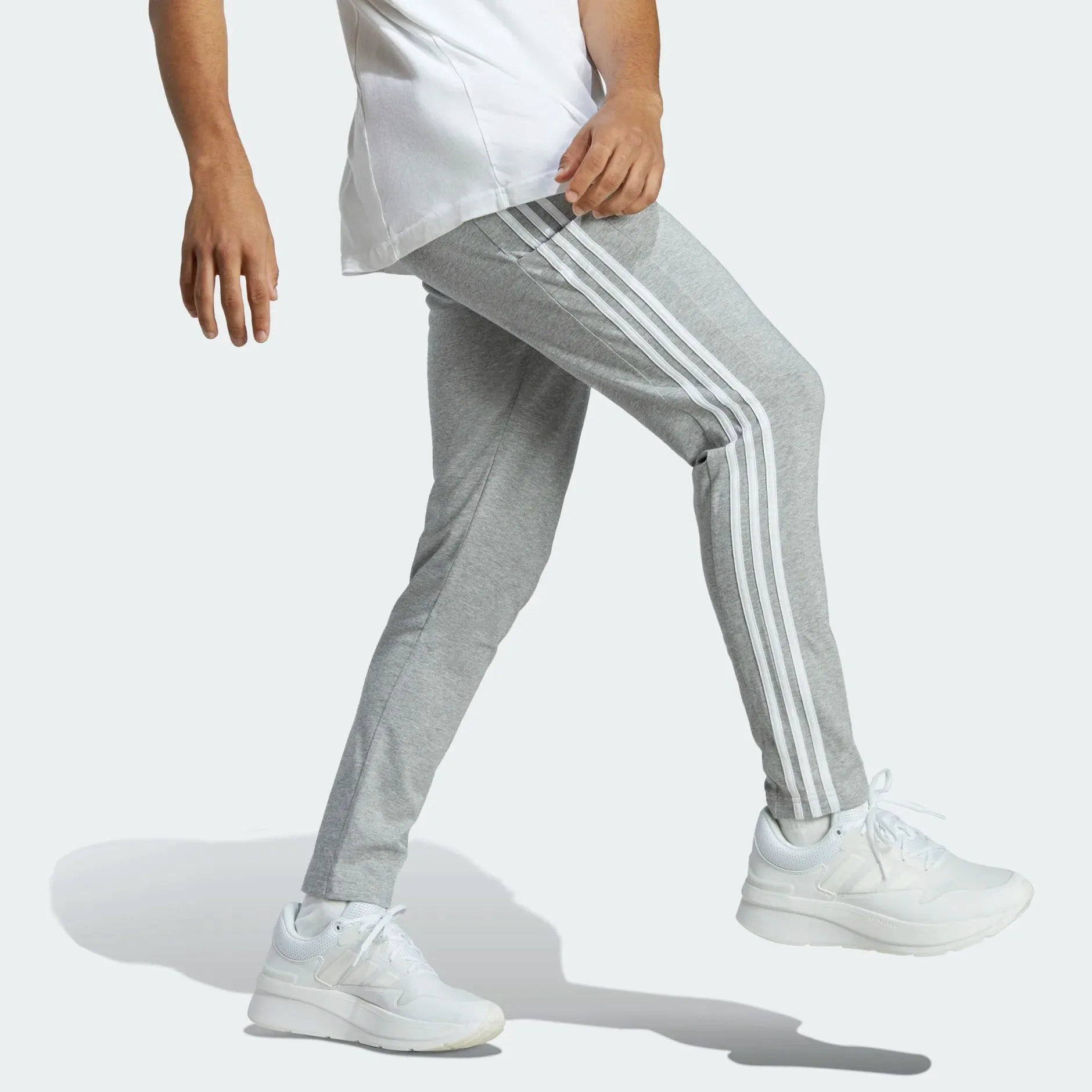 adidas Essentials Single Jersey Tapered Open Hem 3-Stripes Men's Pants