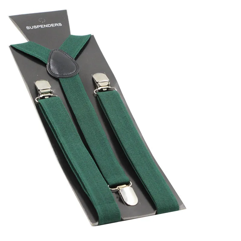 Adjustable 100cm Bottle Green Adult Mens Suspenders