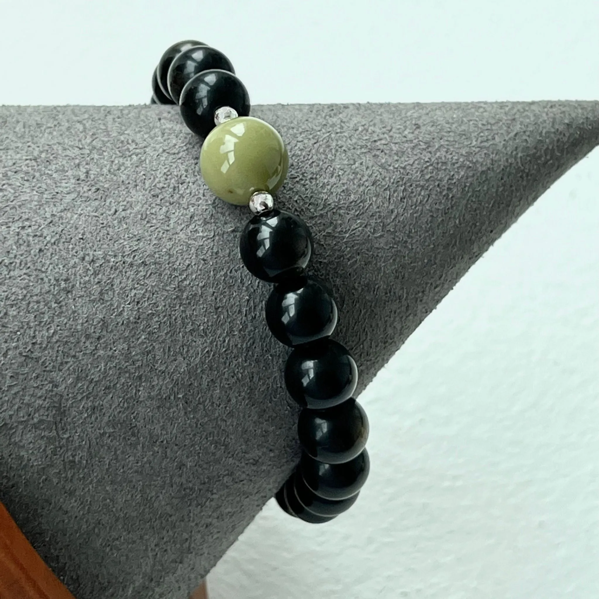 Alashan Avocado Agate & Gold Sheen Obsidian Men Bracelet