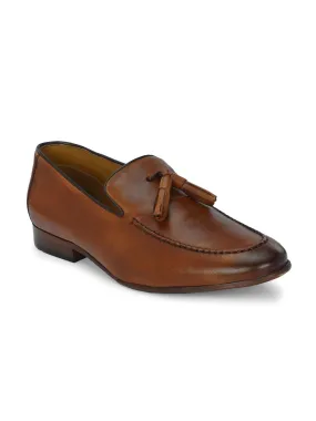 Alberto Torresi Genuine Leather 683 Tan Tassel Loafers For Men