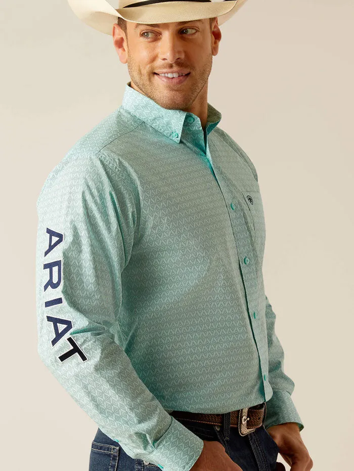 Ariat 10048394 Mens Team Gian Classic Fit Shirt Light Aqua