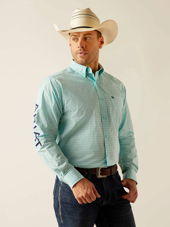 Ariat 10048394 Mens Team Gian Classic Fit Shirt Light Aqua