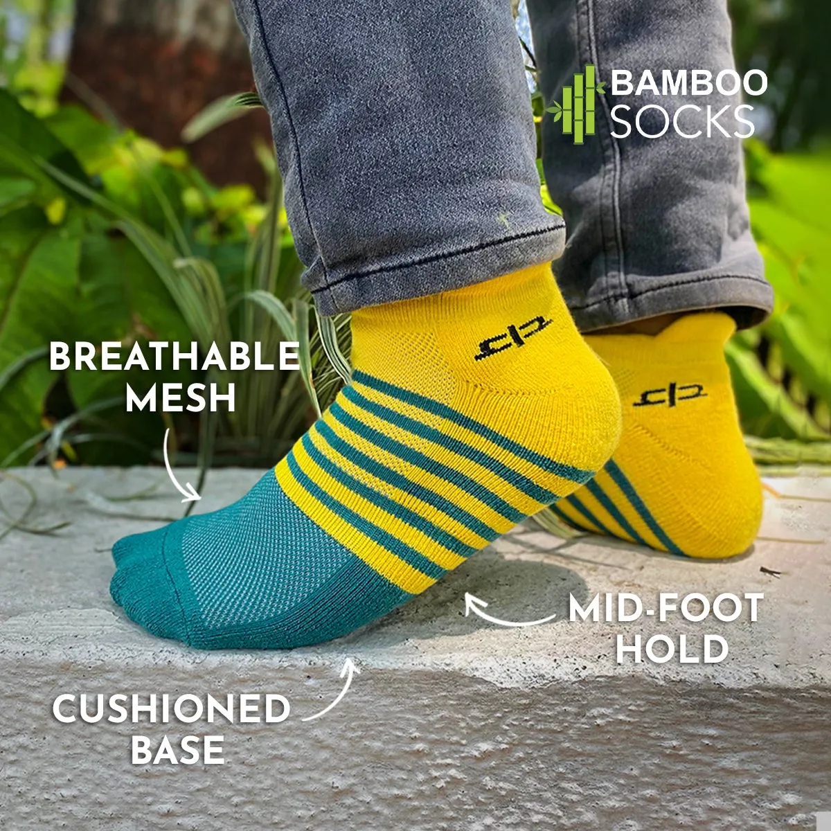 Bamboo Men Ankle Socks (Striped) - 2 Pairs