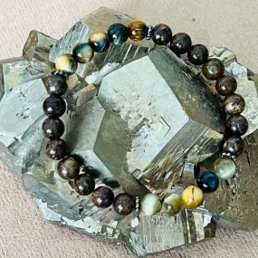 Bronzite & Honey Blue Tigereye Men Bracelet