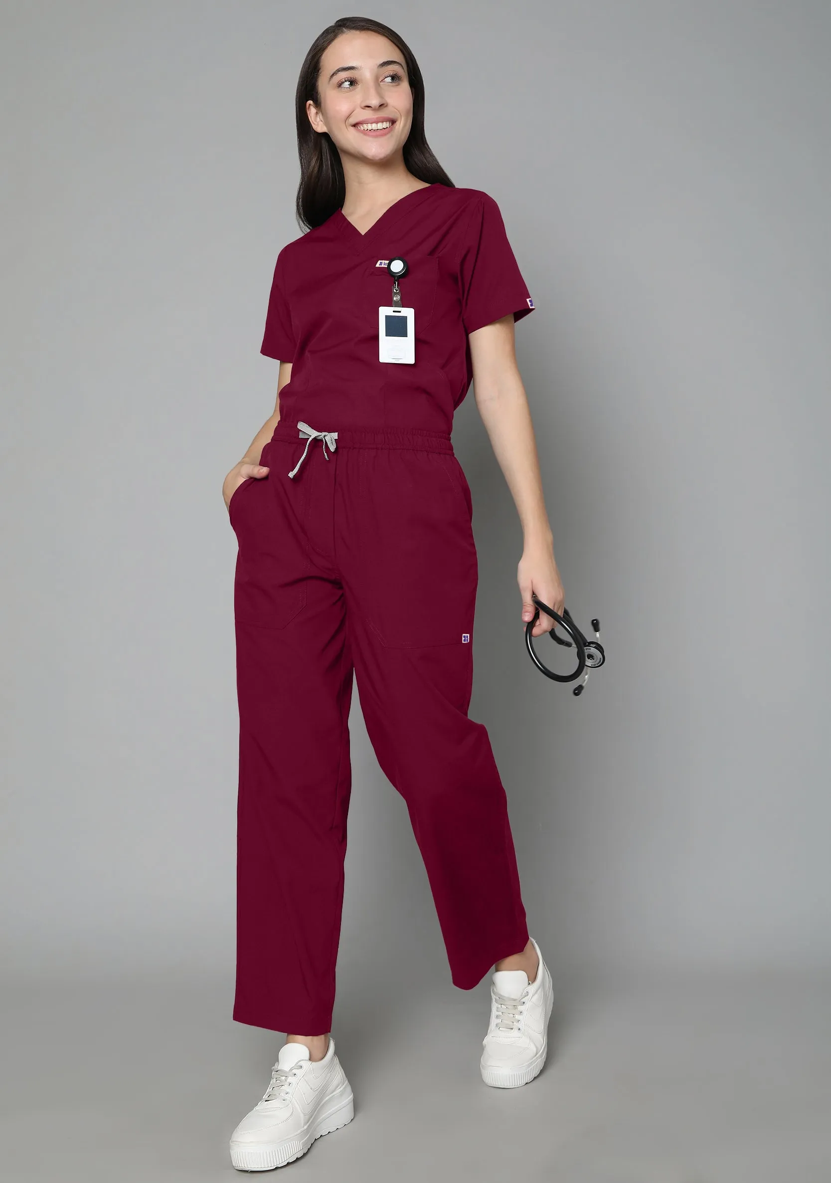 Classic Women's 5-Pocket (Maroon) Scrub