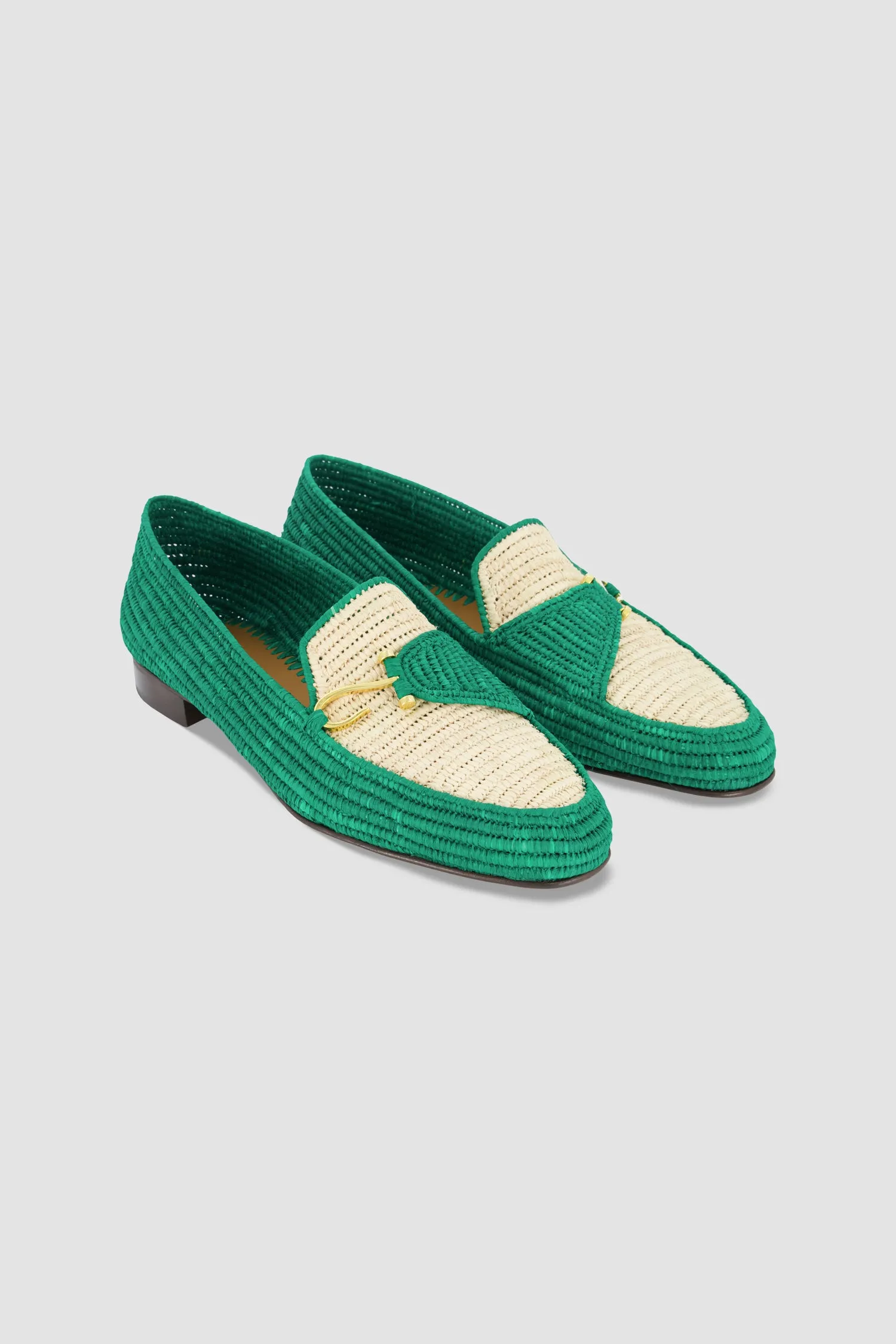 Edhen Milano Agadir Green Raffia Loafers