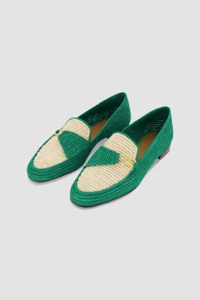 Edhen Milano Agadir Green Raffia Loafers