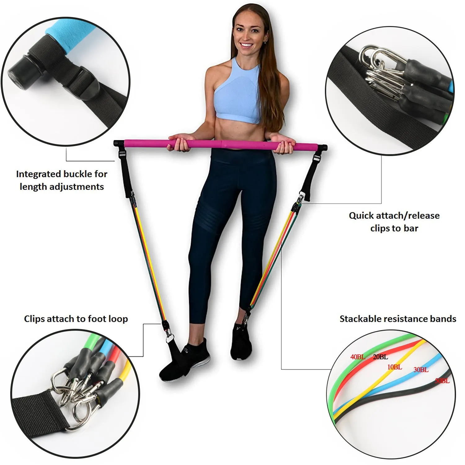 Fitness Yoga Pilates Bar Portatile Palestra Accessori Sport Elastici Bodybuilding Fasce di Resistenza per Home Trainer Attrezzatura per Allenamento