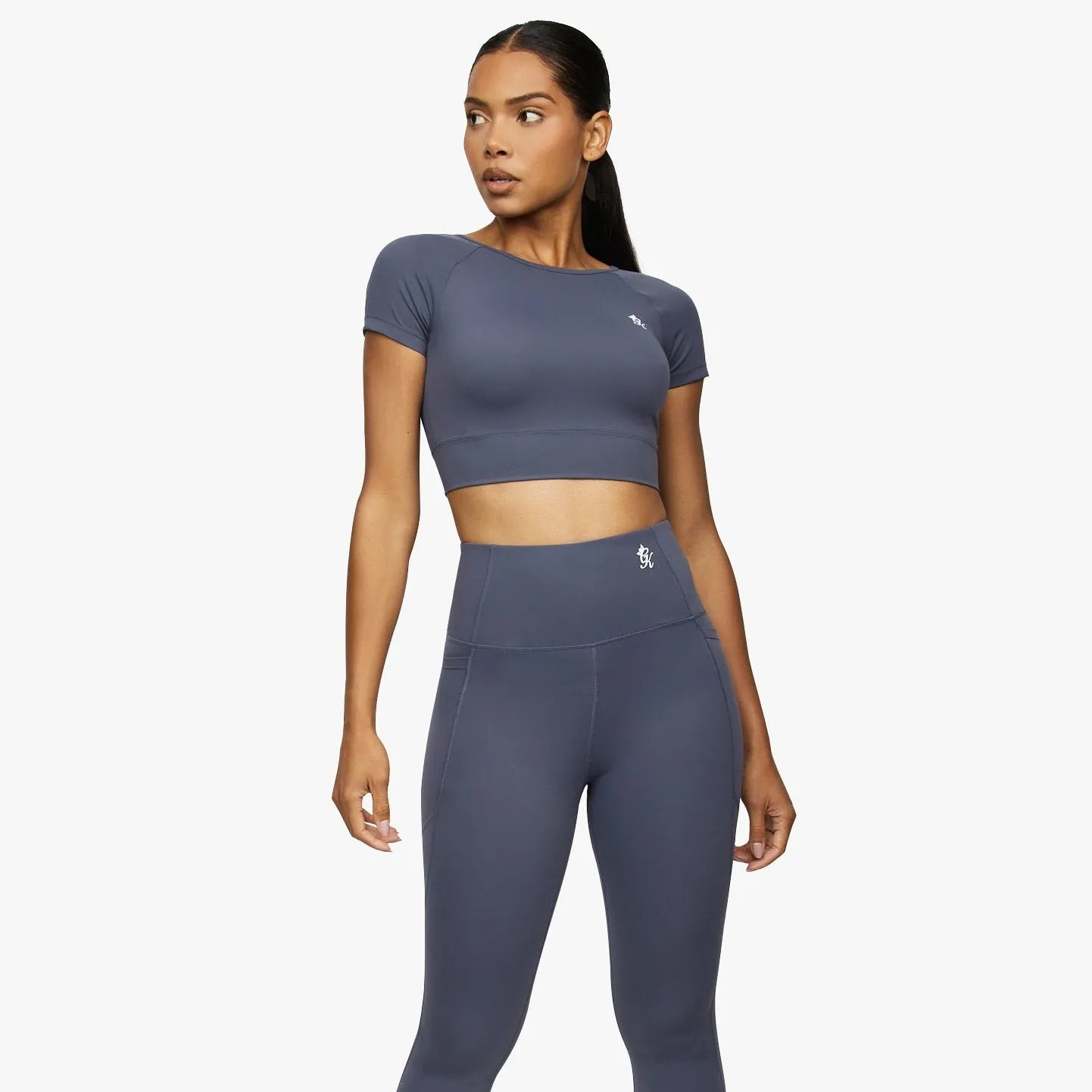 Gym King Dominate Cap Sleeve Crop Tee - Deep Navy