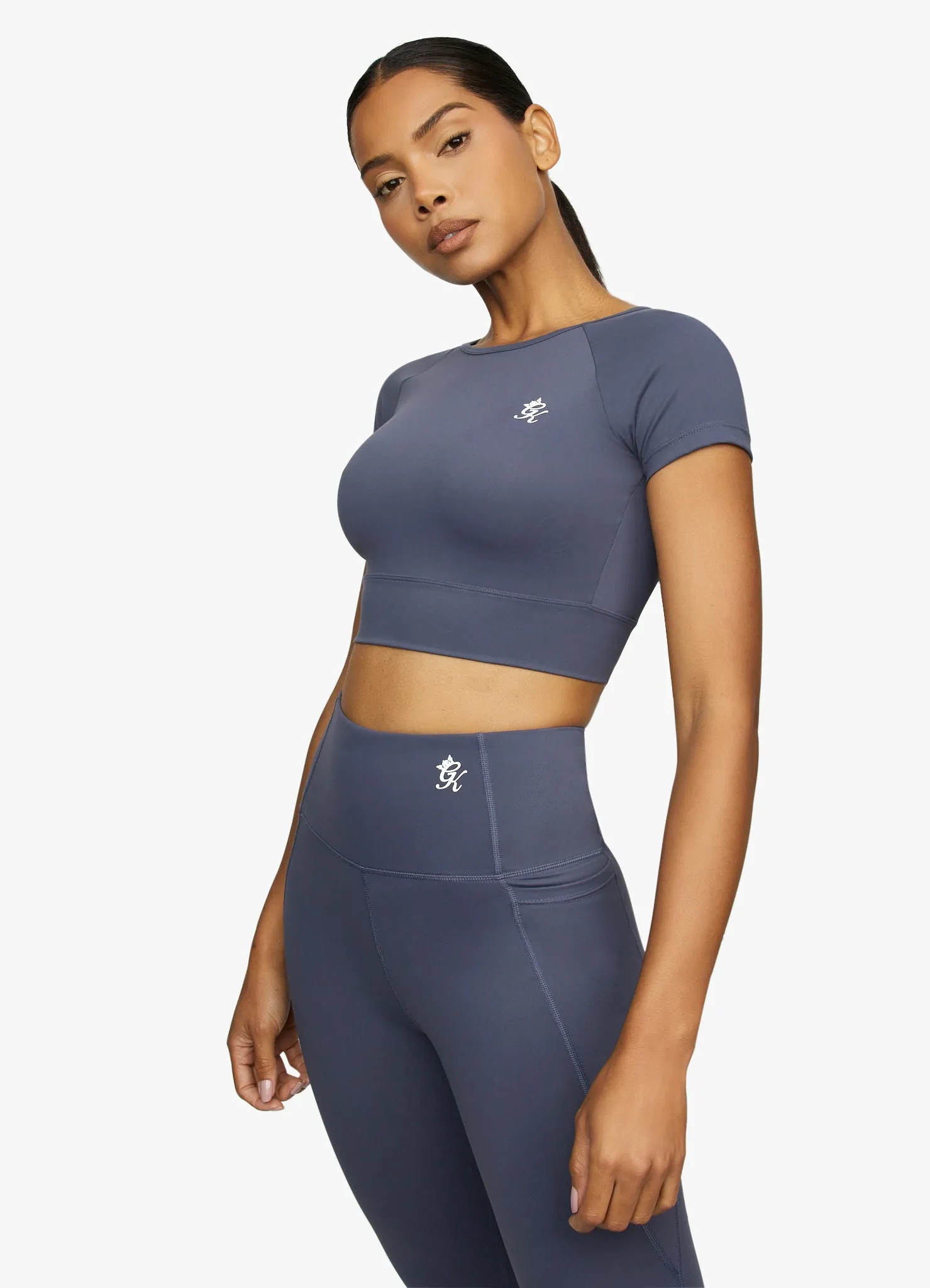 Gym King Dominate Cap Sleeve Crop Tee - Deep Navy