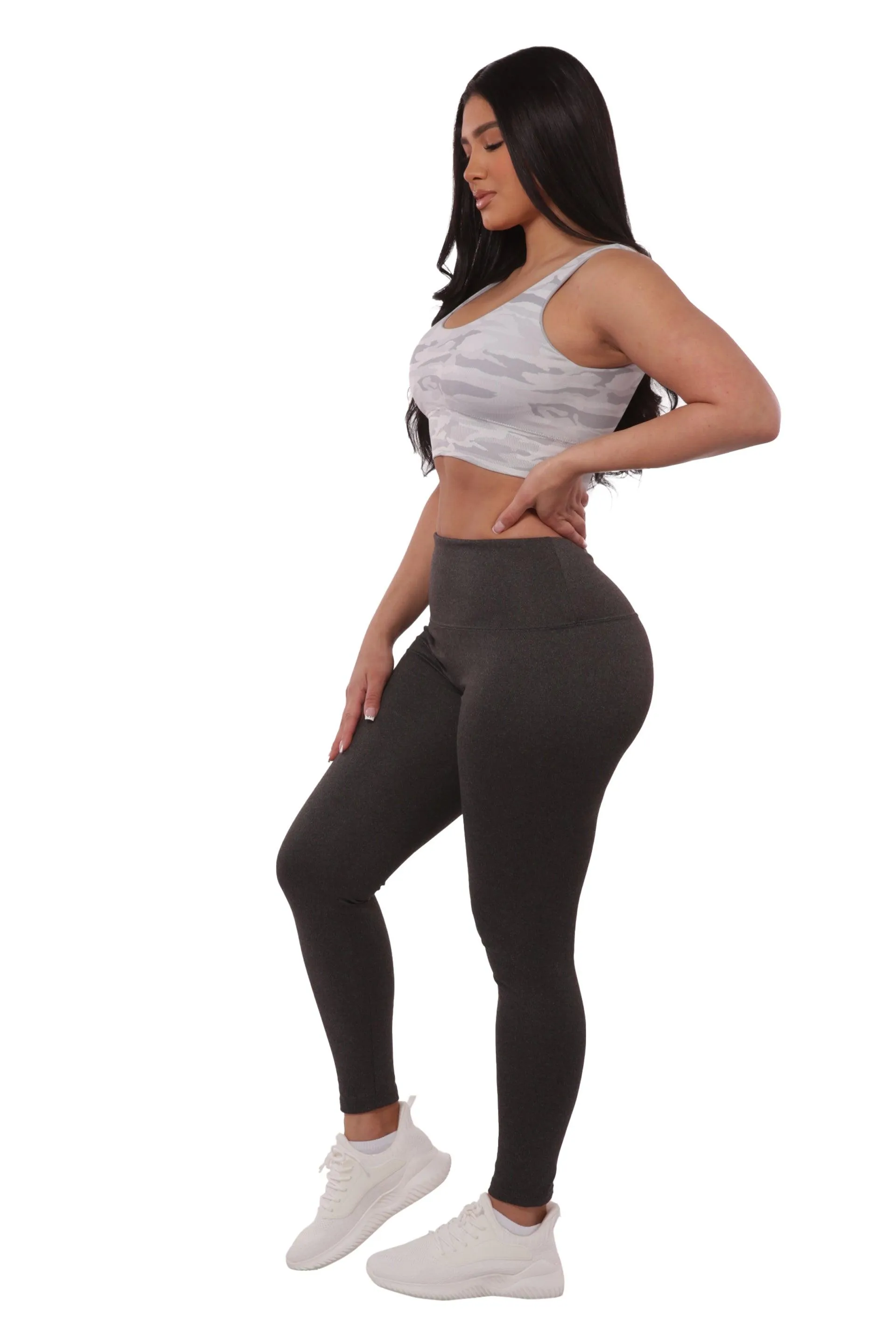 High Waist Tummy Control Sports Leggings - Charcoal