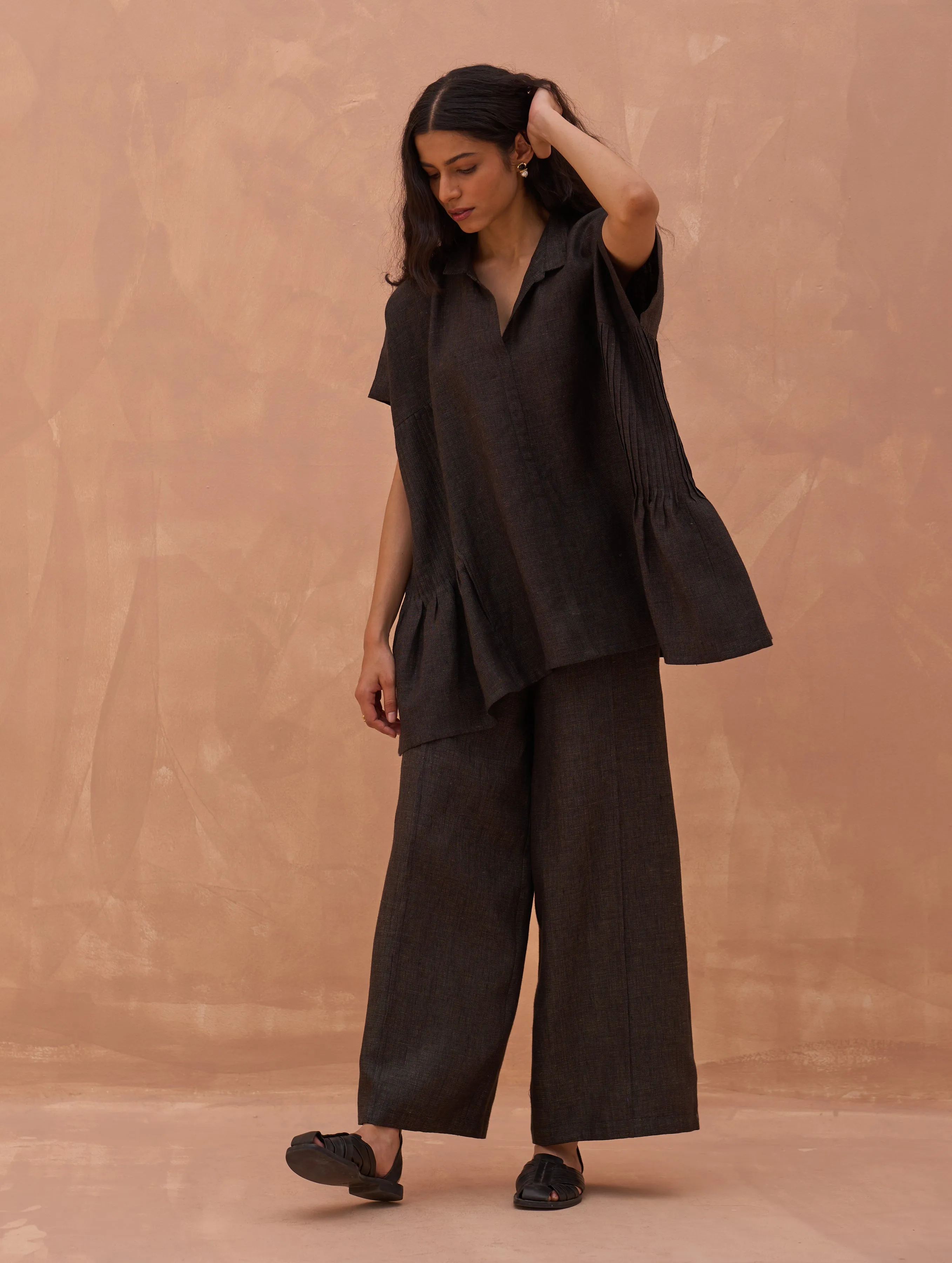 Liz Linen Pant - Charcoal