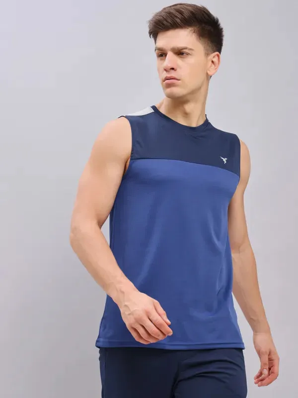 Men Colorblock Slim Fit Crew Neck Innerwear Vest with TECHNO COOL 