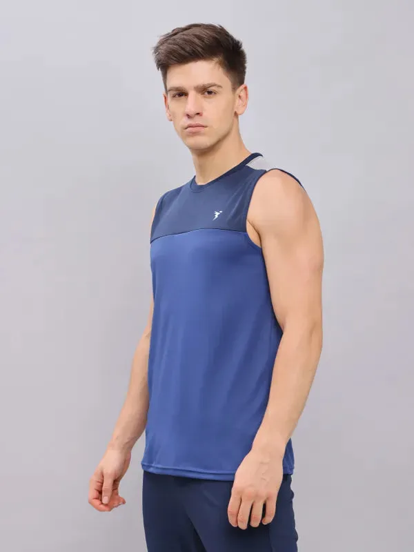 Men Colorblock Slim Fit Crew Neck Innerwear Vest with TECHNO COOL 