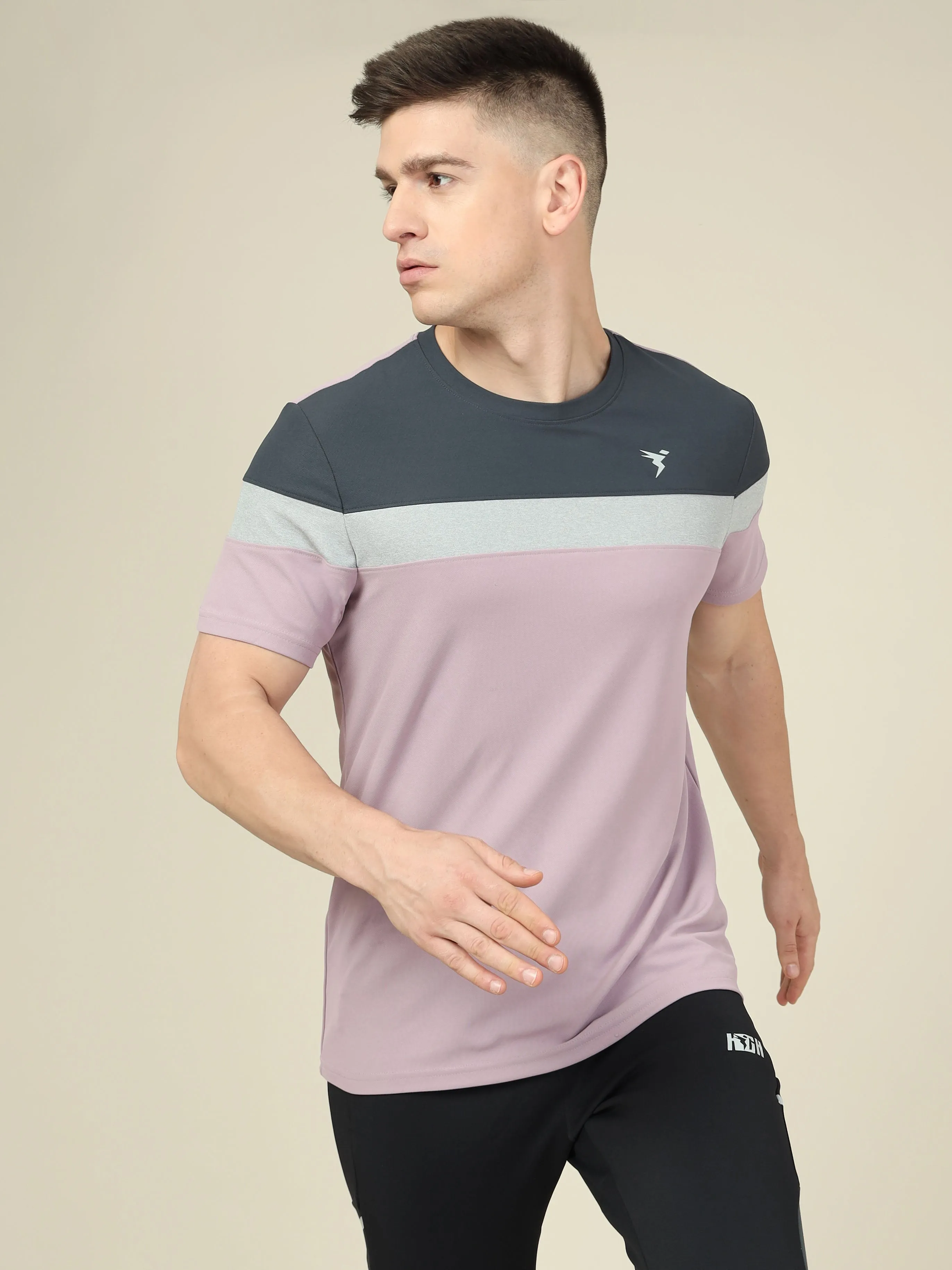 Men Colorblock Slim Fit Crew Neck T-shirt with MATPIQ