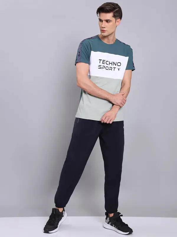 Men Colorblock Slim Fit Crew Neck T-shirt with MATPIQ