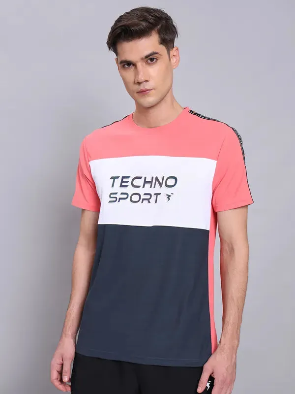 Men Colorblock Slim Fit Crew Neck T-shirt with MATPIQ