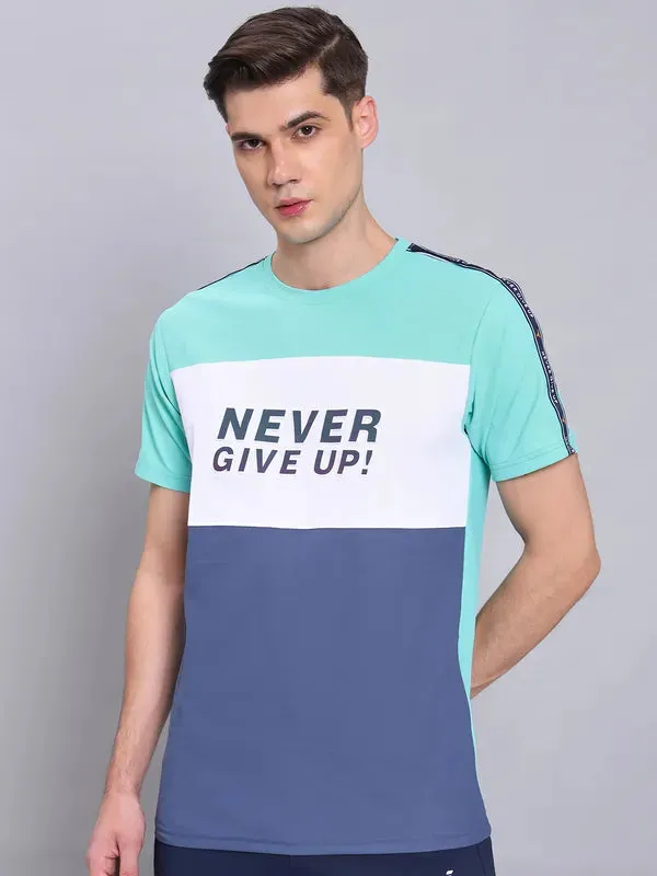 Men Colorblock Slim Fit Crew Neck T-shirt with MATPIQ