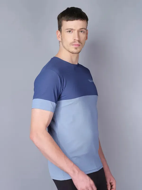 Men Colorblock Slim Fit Crew Neck T-shirt with TECHNO GUARD