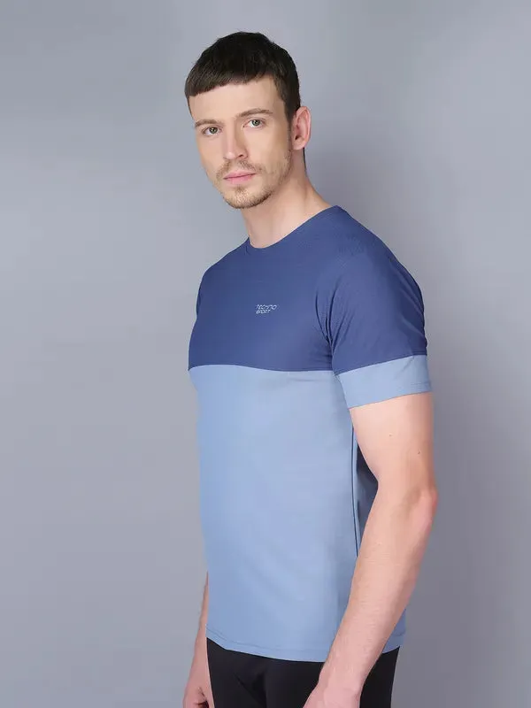 Men Colorblock Slim Fit Crew Neck T-shirt with TECHNO GUARD