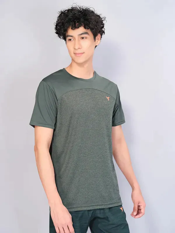 Men Crew Neck Slim Fit Melange T-shirt with DOUBLE COOL