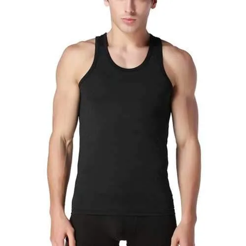 Mens Cotton Crewneck Sports Fitness Vest Casual Solid Color Slim Tank Tops