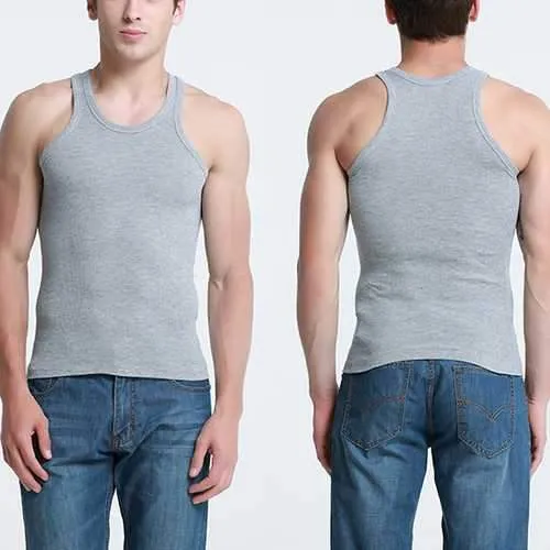 Mens Cotton Crewneck Sports Fitness Vest Casual Solid Color Slim Tank Tops