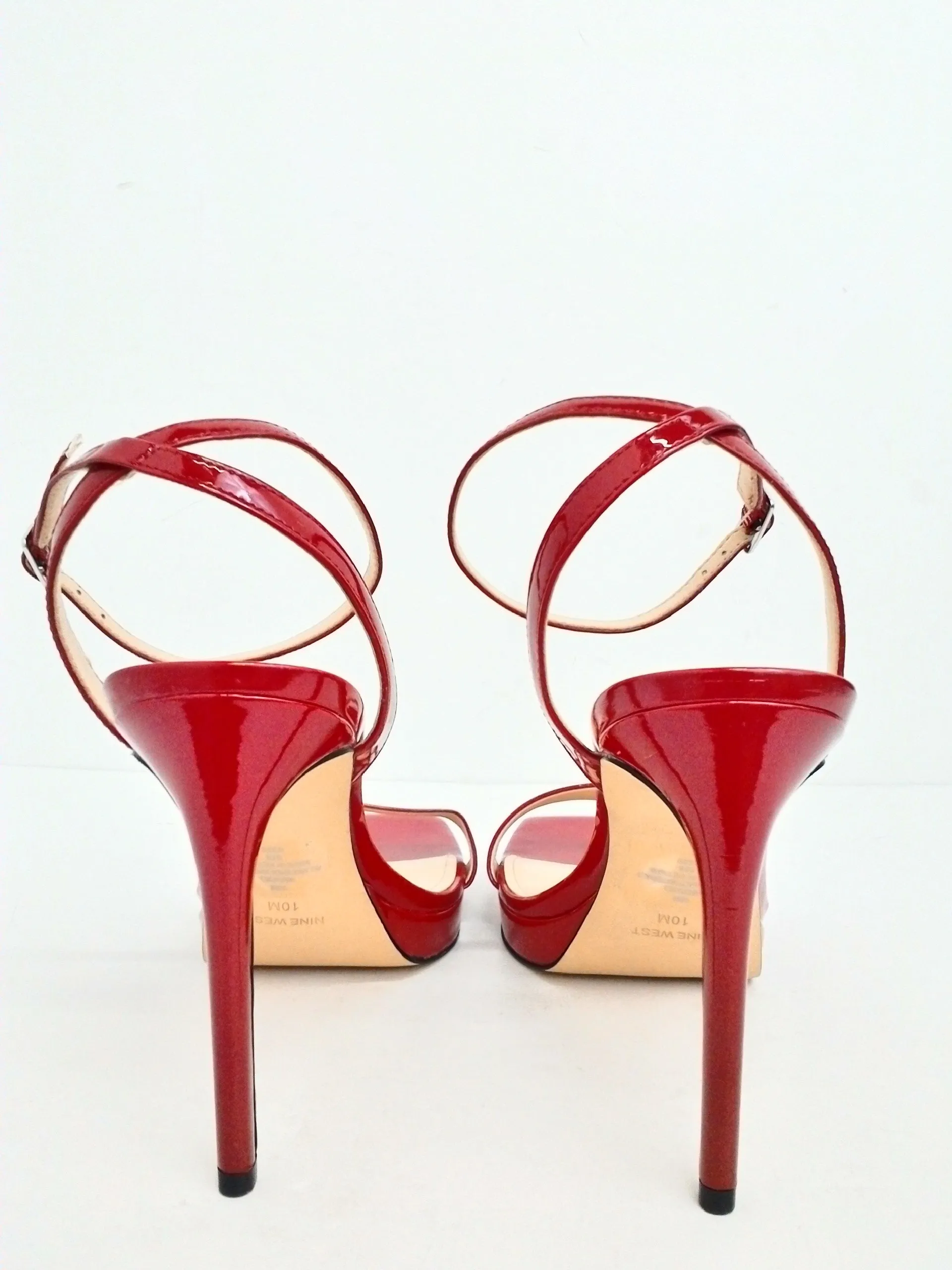 Nine West Women's Red Zadie Heeled Sandal Size 10 M