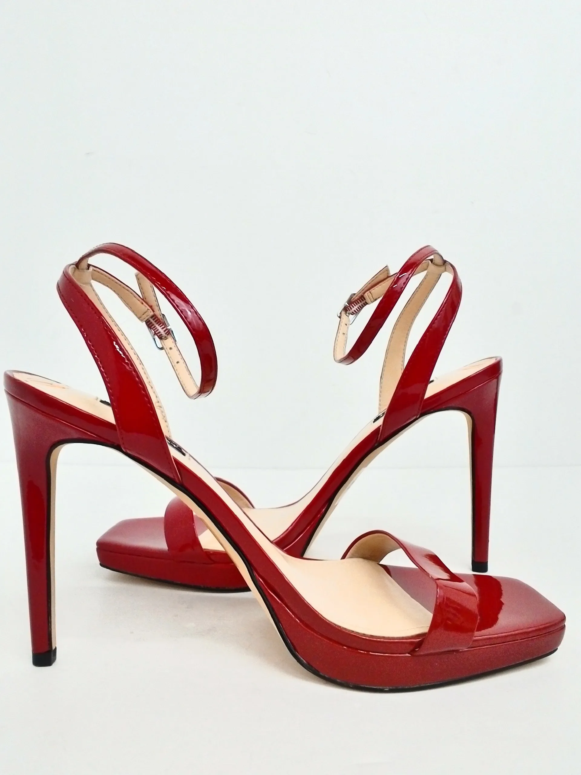 Nine West Women's Red Zadie Heeled Sandal Size 10 M