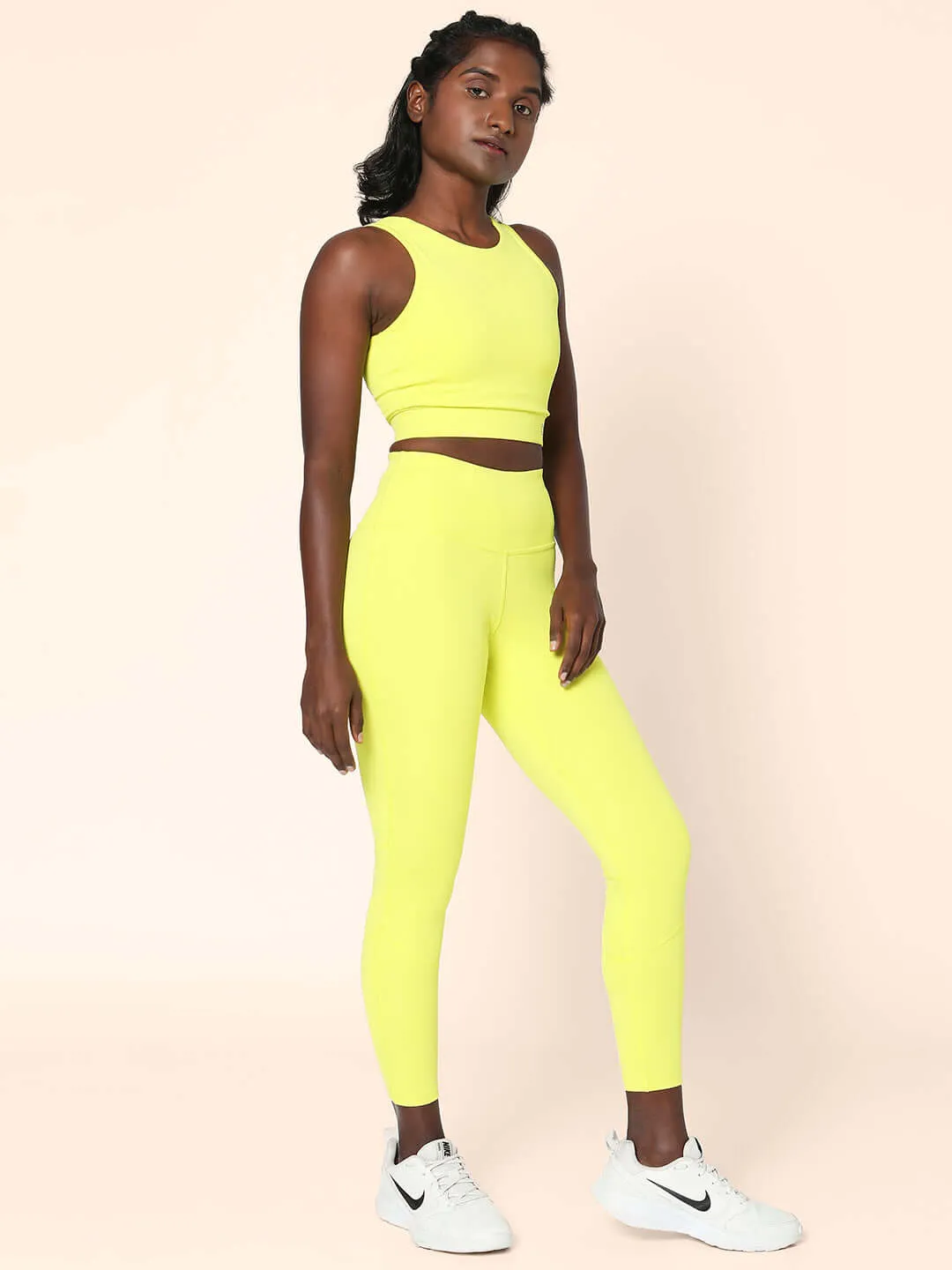 Padded Cross Back Lime Crop Top