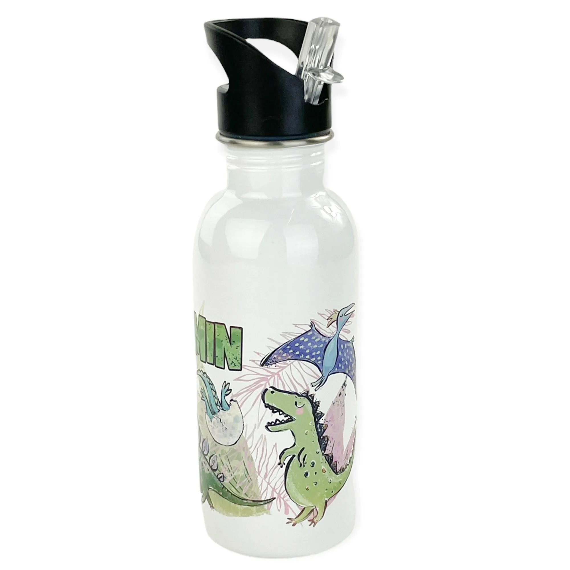 Personalized 20oz Stainless Steel Water Bottle with Straw - Dino Pals