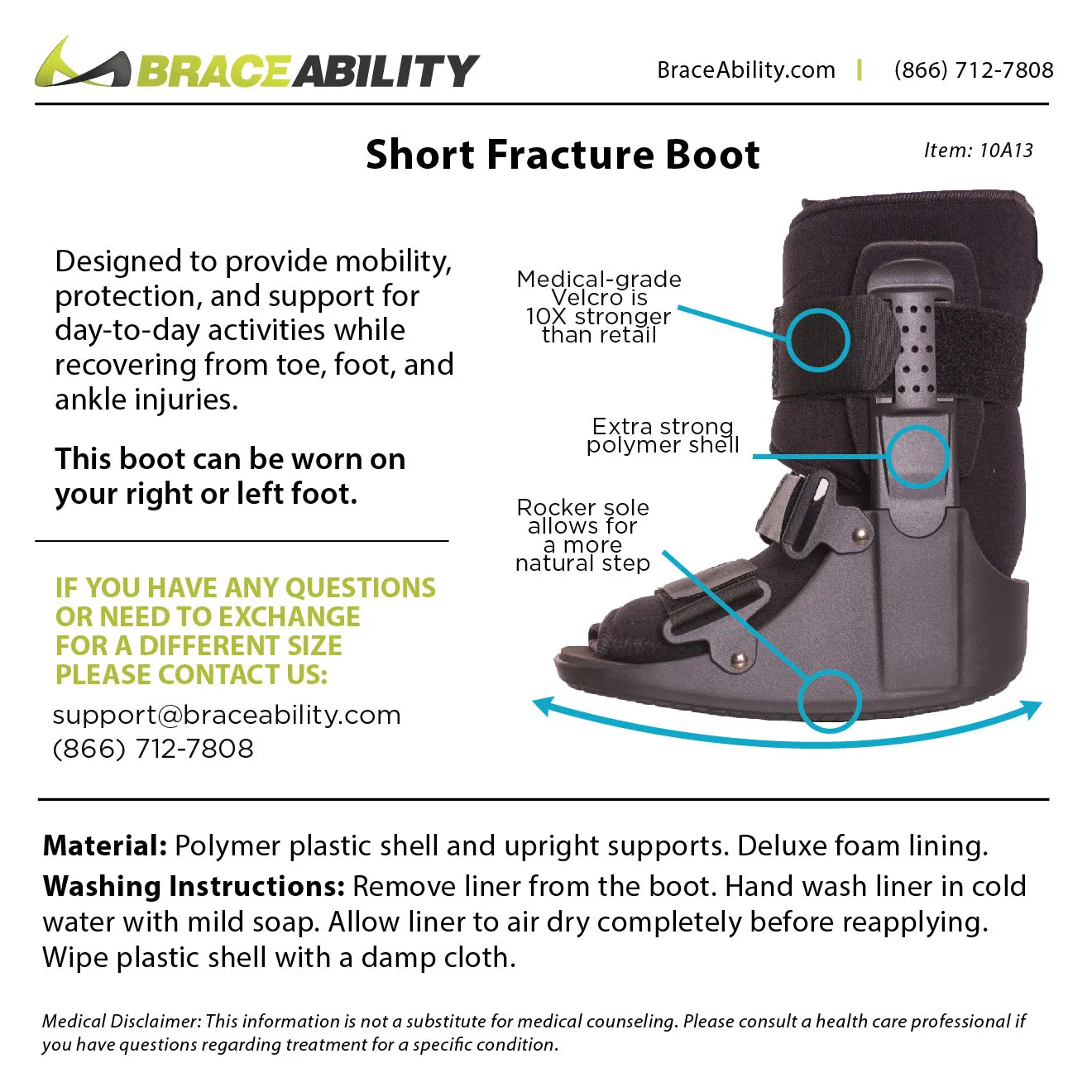 Short Walking Boot | Orthopedic Broken Toe Brace for Fast Recovery from Fractures and Foot Injuries