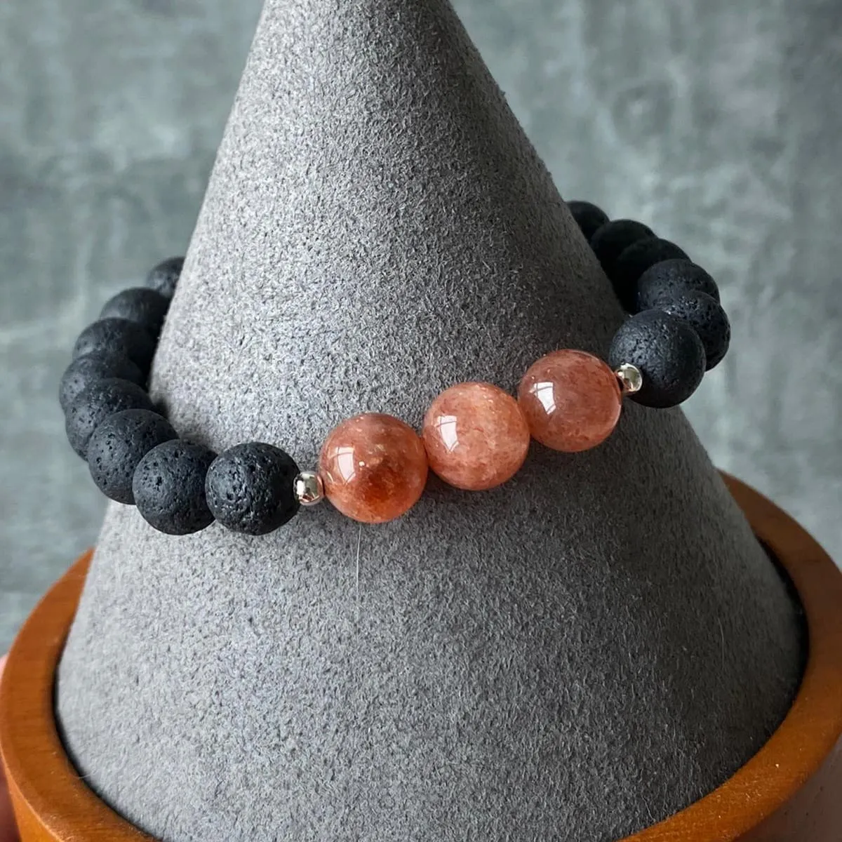 Sunstone & Lava Stone Men Bracelet