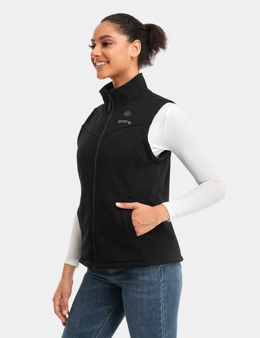 Women's Heated Fleece Vest - Black