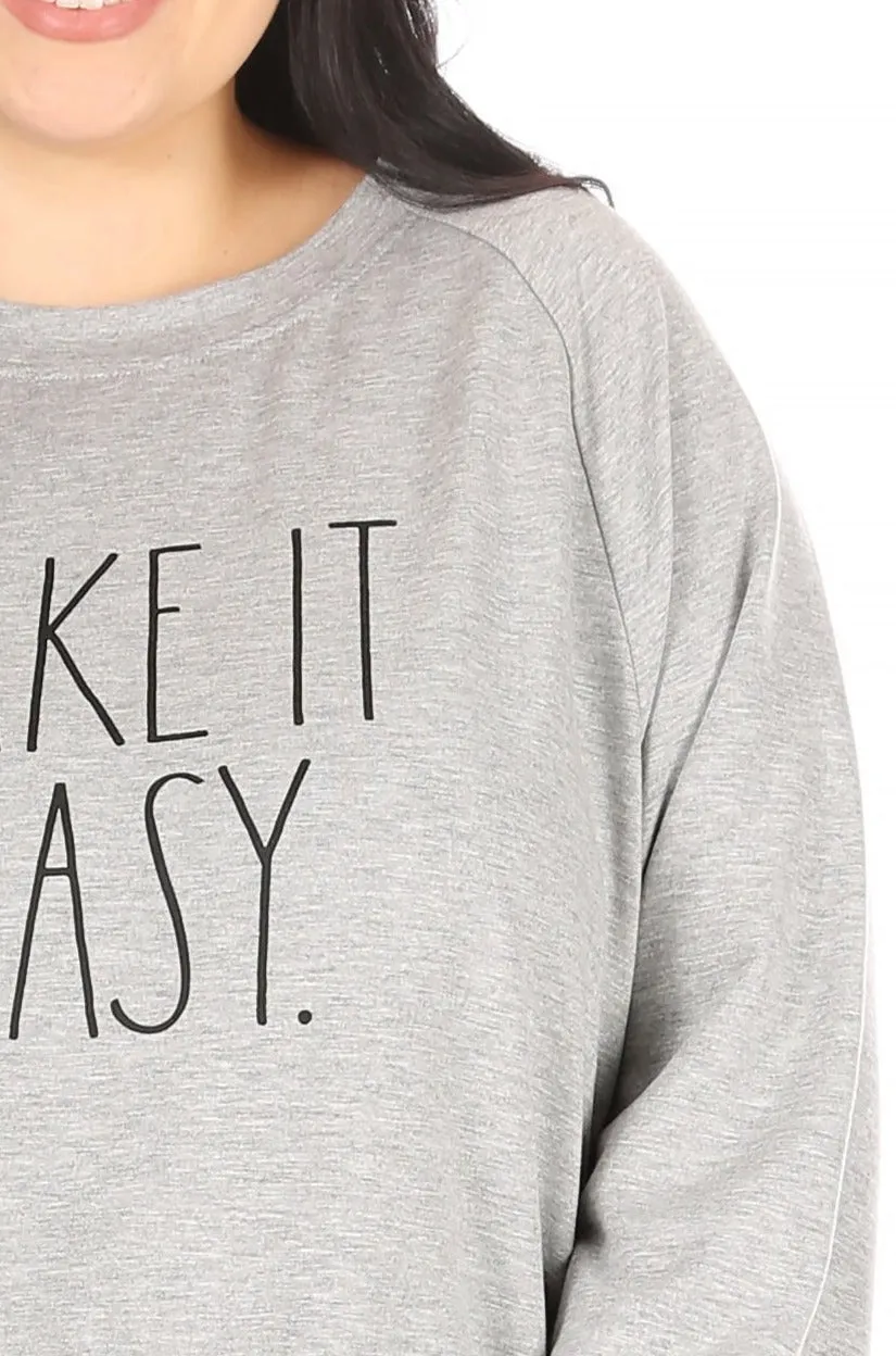 Women's "TAKE IT EASY" Plus Size Studio Raglan Sweatshirt